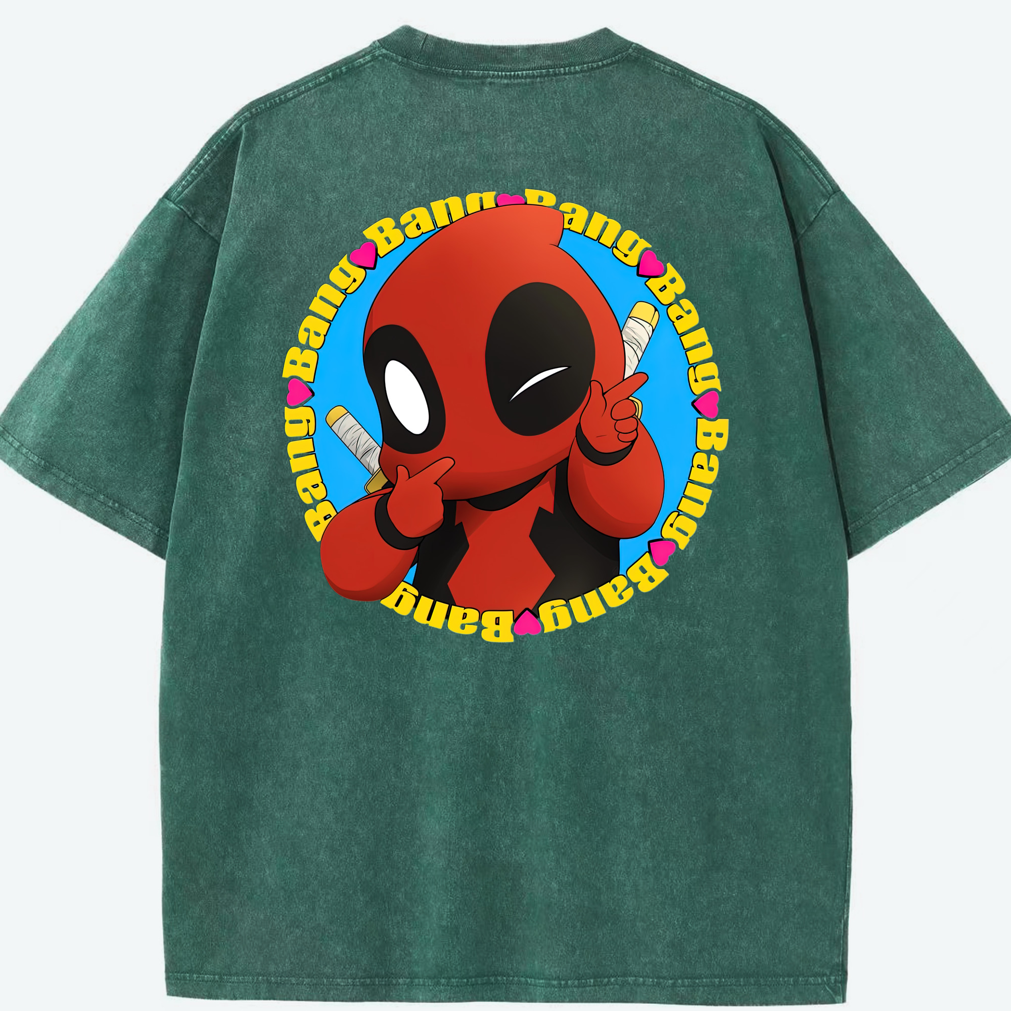 （画像用） Deadpool デッドプール 綿100% ヴィンテージ風 半袖Tシャツ（背面プリント）